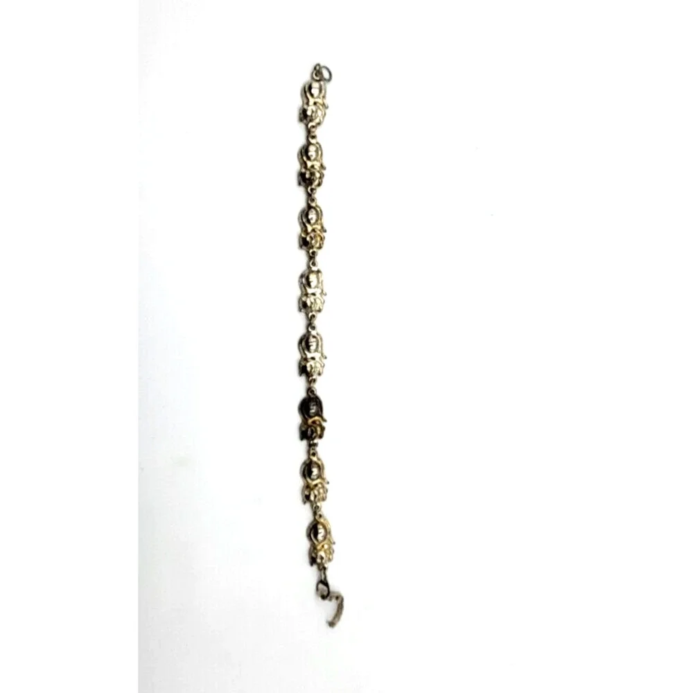 Vintage SJ Silvertone Cat Link Bracelet 8